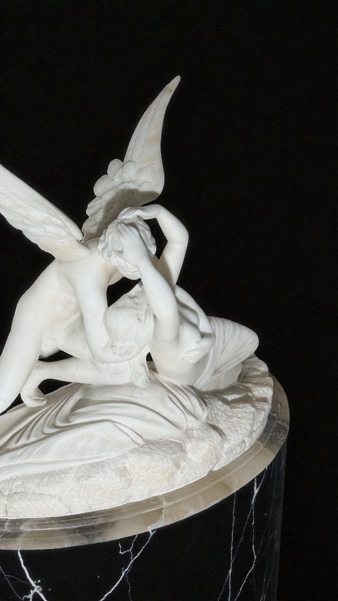 Gruppo scultoreo raffigurante Amore e Psiche, da Canova, Marmo Bianco Carrara -photo-2