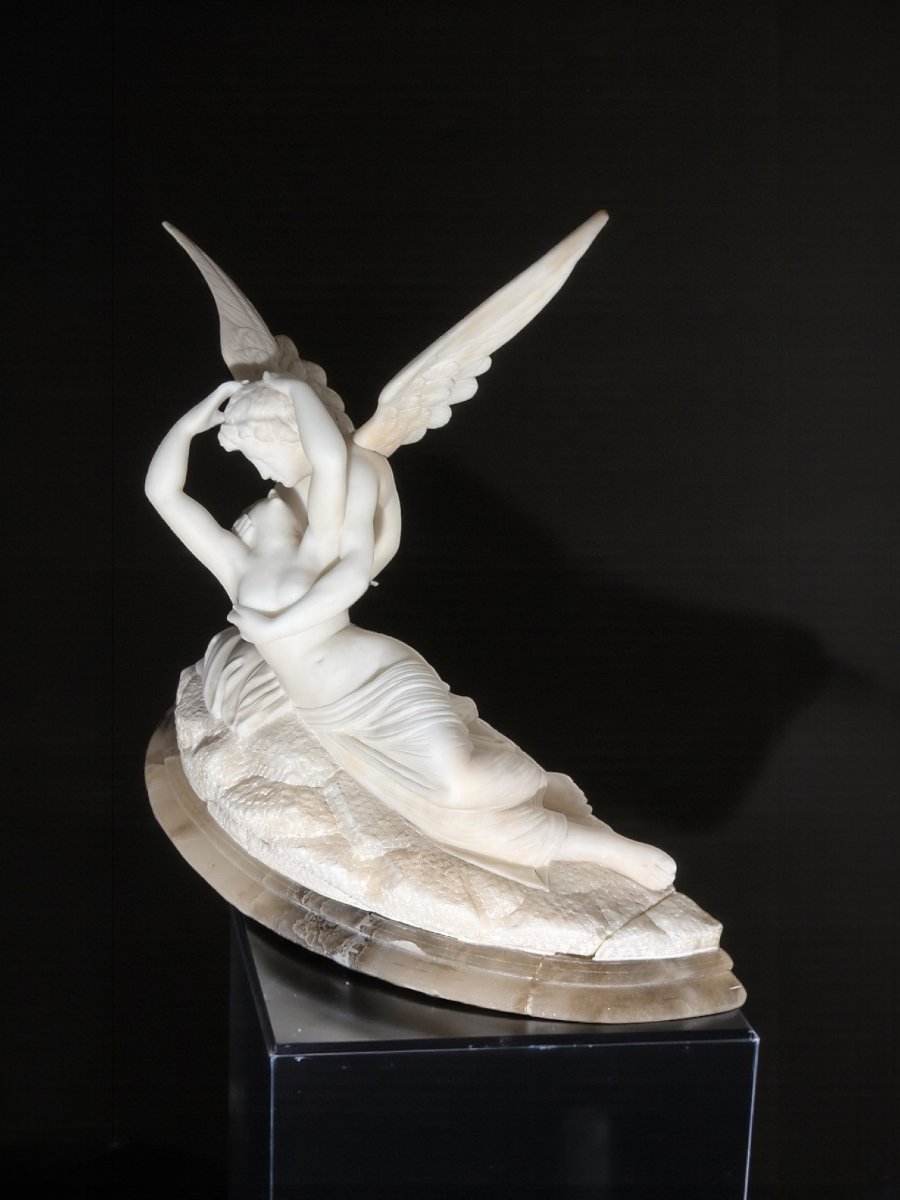 Gruppo scultoreo raffigurante Amore e Psiche, da Canova, Marmo Bianco Carrara -photo-5