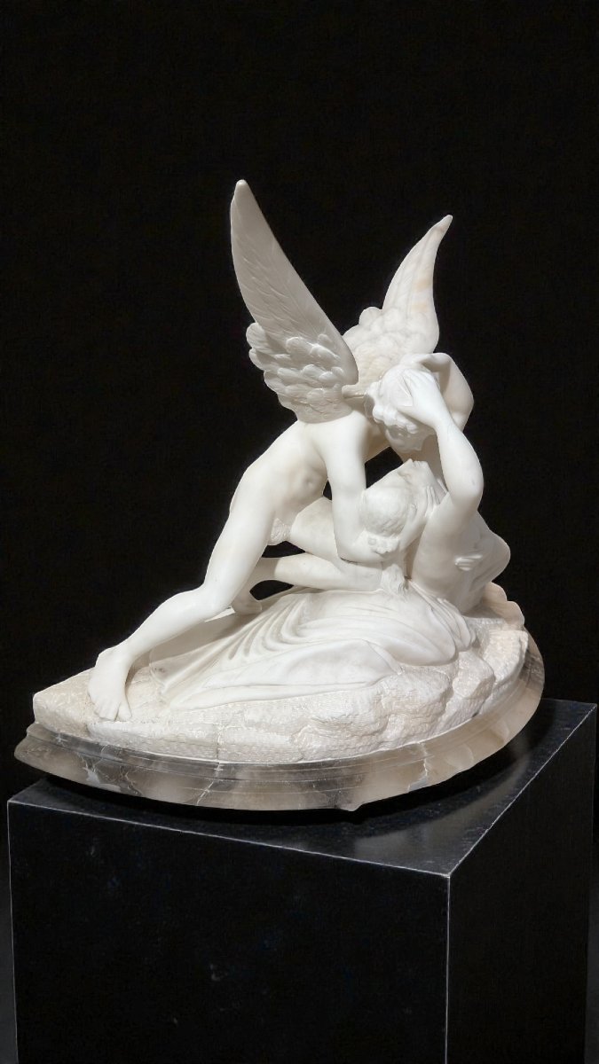 Gruppo scultoreo raffigurante Amore e Psiche, da Canova, Marmo Bianco Carrara -photo-8