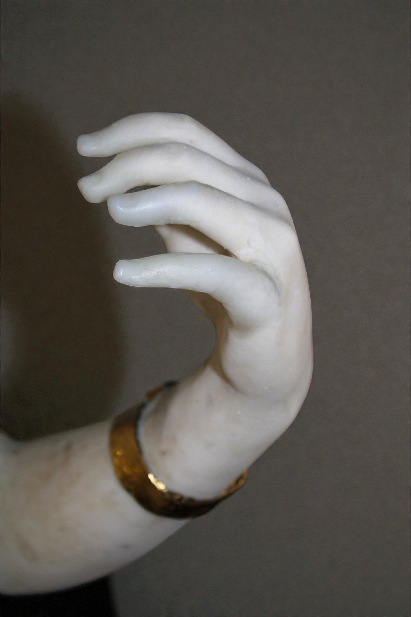 Statua monumentale raffigurante Ebe, dea greca della giovinezza, che suona la lira, Marmo -photo-6