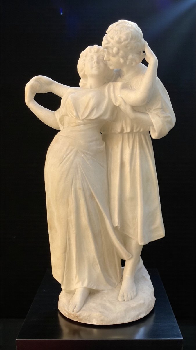 Gruppo scultoreo raffigurante due bambini danzanti Marmo-photo-3