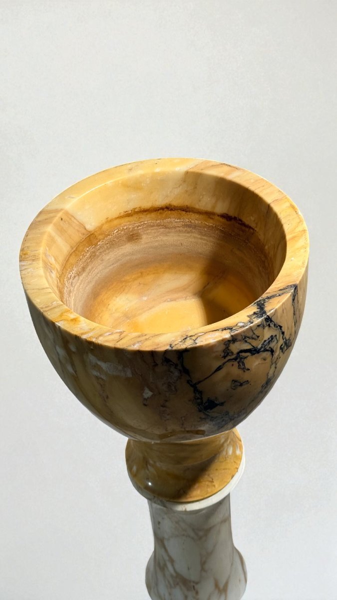 Colonna di Design marmo Calacatta Oro e Giallo Siena -photo-3