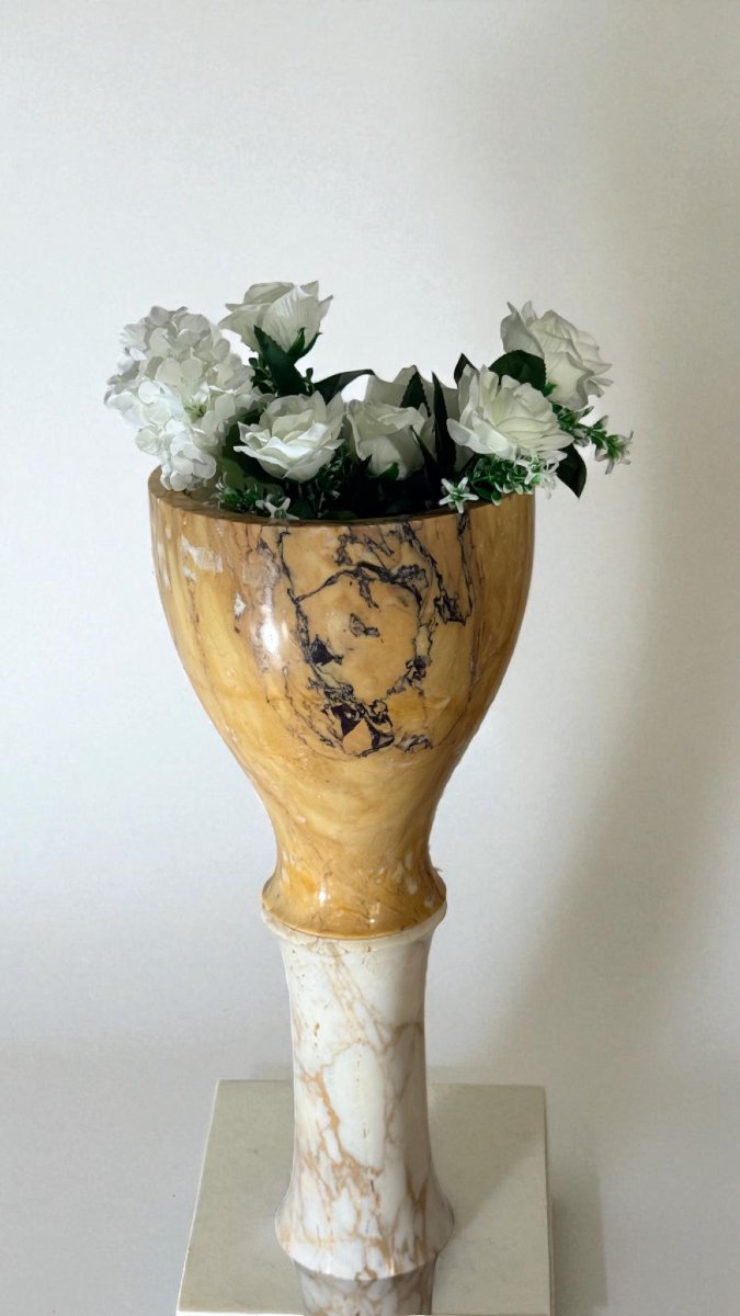 Colonna di Design marmo Calacatta Oro e Giallo Siena -photo-6