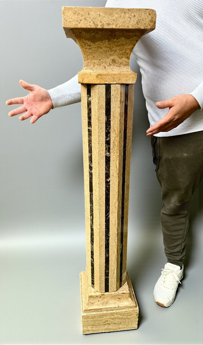 Colonna Marmo Travertino e Marmo Nero -photo-3