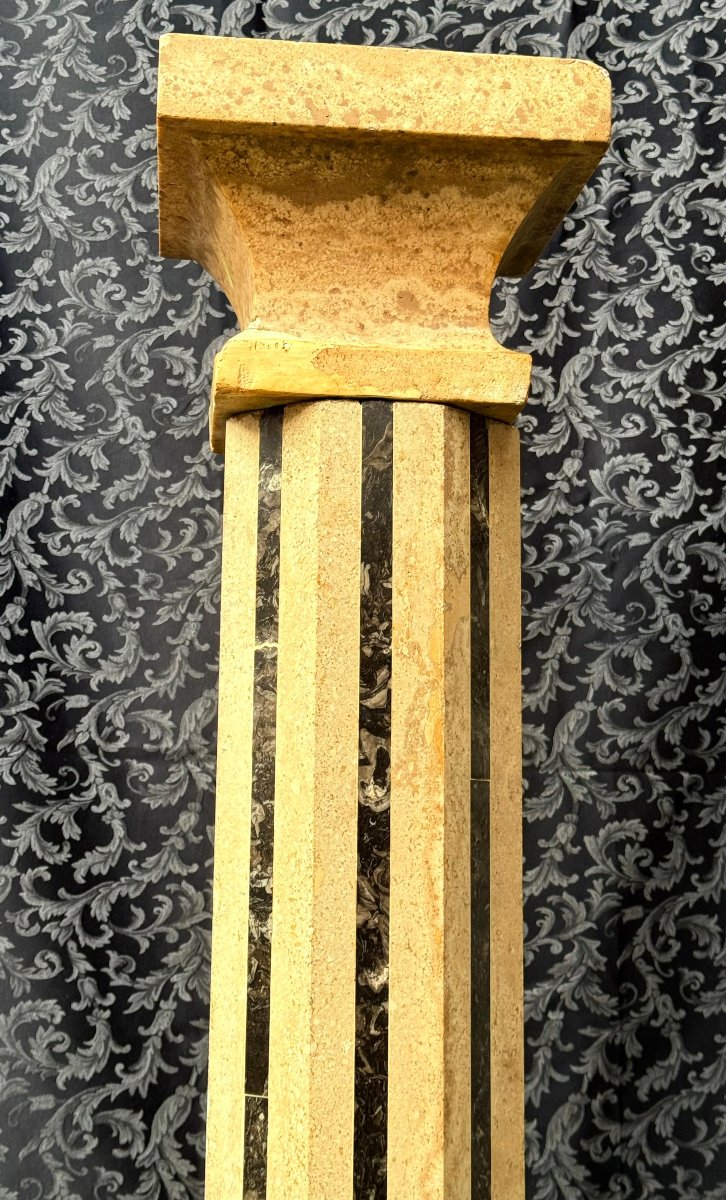 Colonna Marmo Travertino e Marmo Nero -photo-2