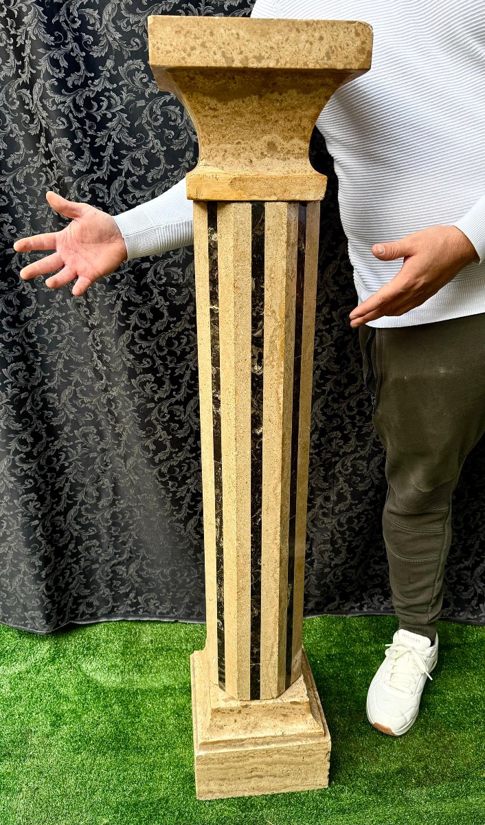 Colonna Marmo Travertino e Marmo Nero -photo-7