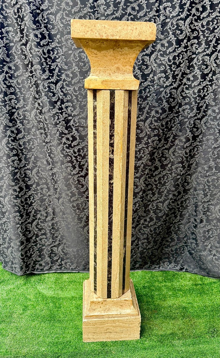 Colonna Marmo Travertino e Marmo Nero -photo-8