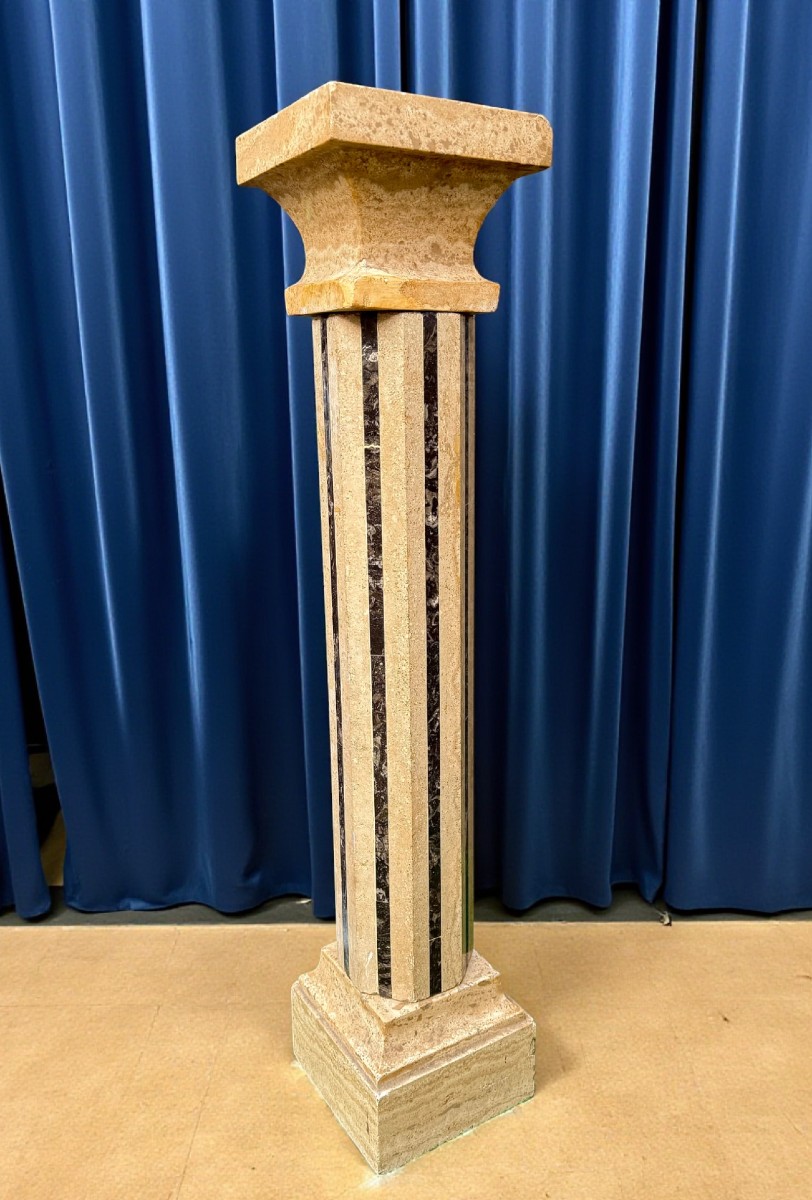 Colonna Marmo Travertino e Marmo Nero 