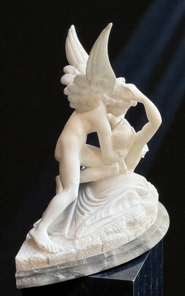 Gruppo raffigurante Amore e Psiche Marmo Bianco Statuario di Carrara -photo-3