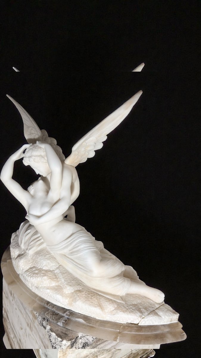 Gruppo raffigurante Amore e Psiche Marmo Bianco Statuario di Carrara -photo-2