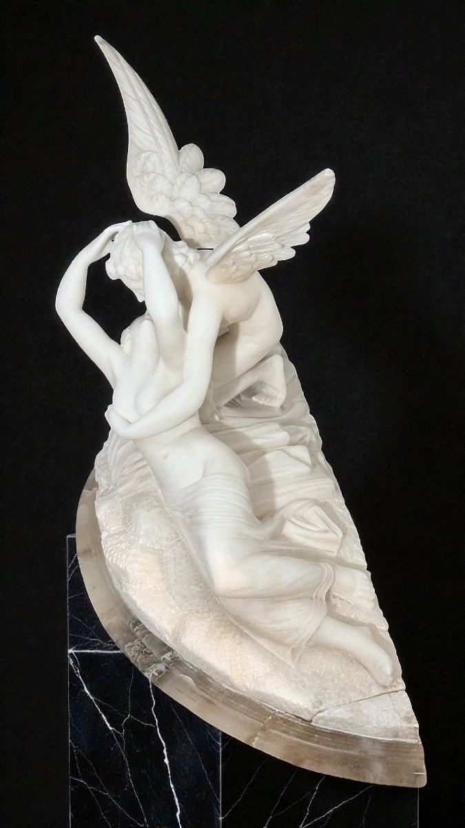 Gruppo raffigurante Amore e Psiche Marmo Bianco Statuario di Carrara -photo-3