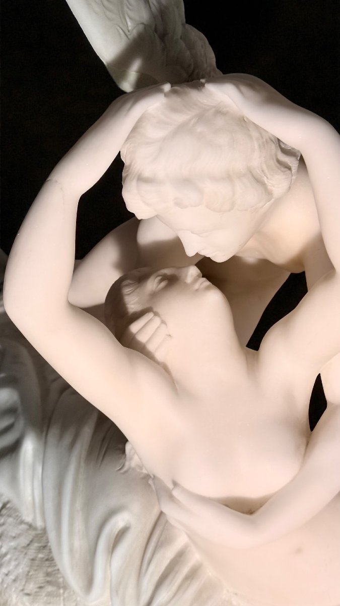Gruppo raffigurante Amore e Psiche Marmo Bianco Statuario di Carrara -photo-8