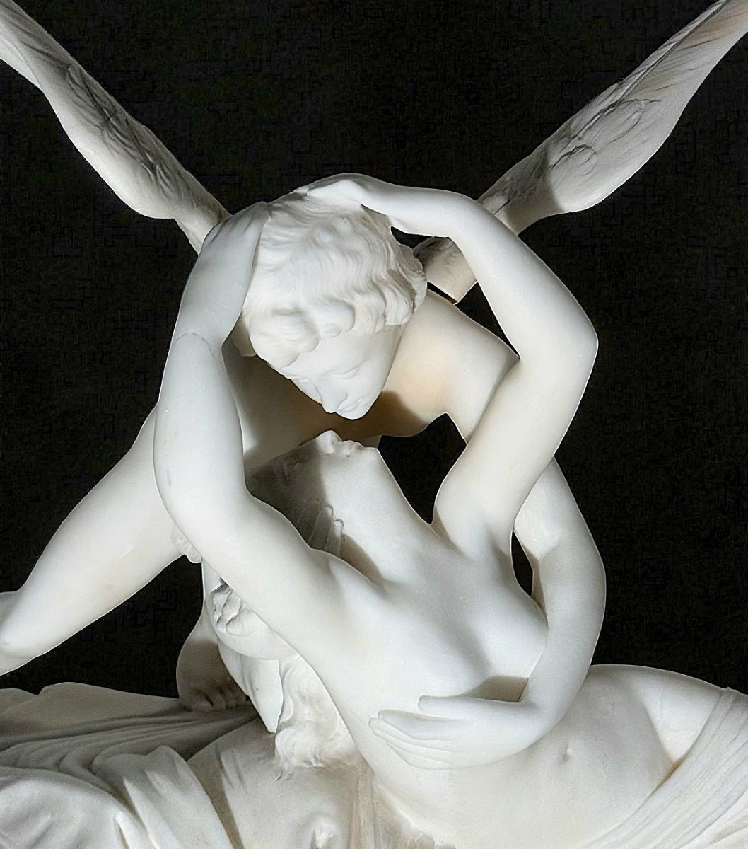 Gruppo raffigurante Amore e Psiche Marmo Bianco Statuario di Carrara 
