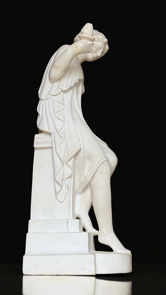 Statua fanciulla classica Marmo Bianco Statuario di Carrara -photo-2