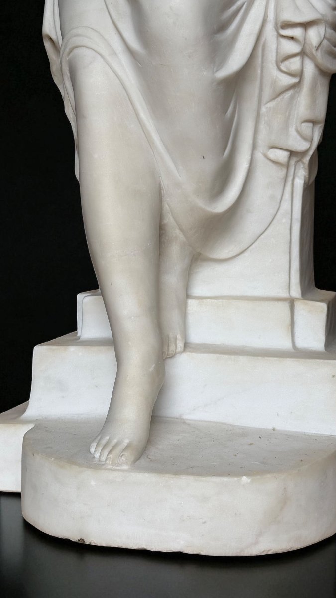 Statua fanciulla classica Marmo Bianco Statuario di Carrara -photo-1