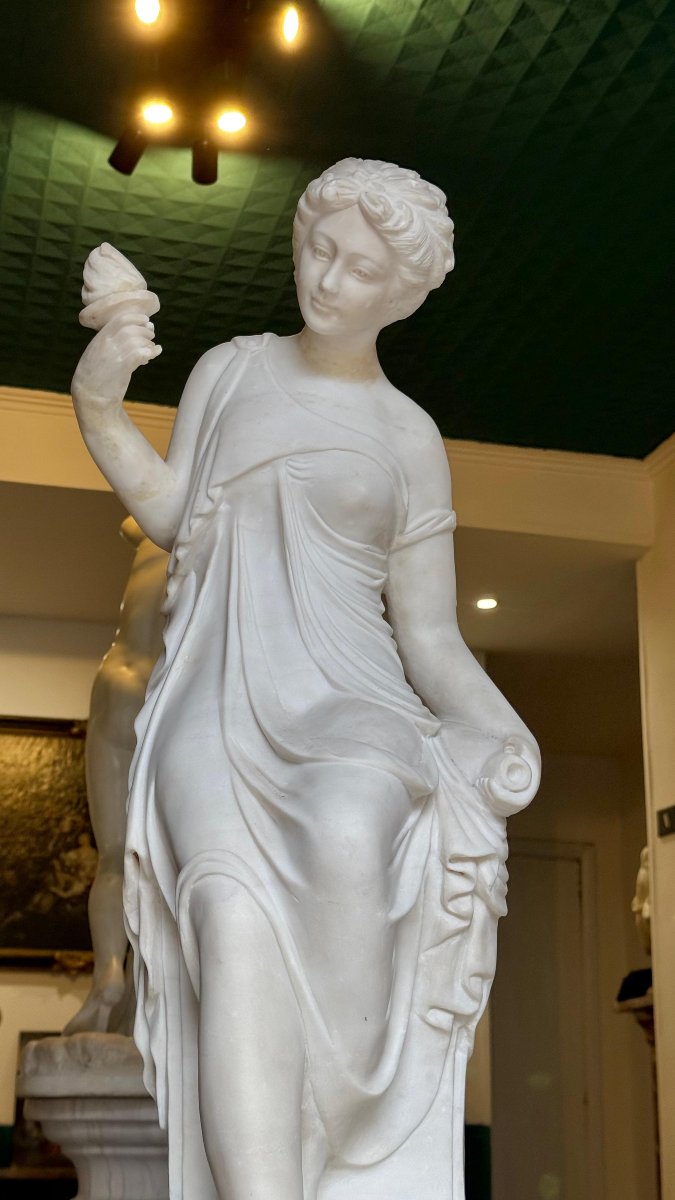 Statua fanciulla classica Marmo Bianco Statuario di Carrara -photo-3