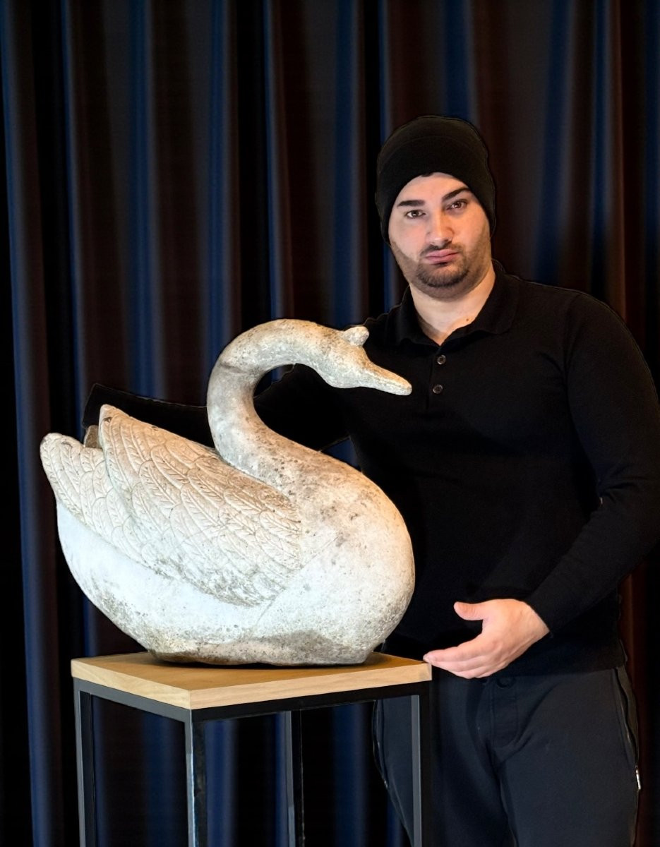 Cigno in Marmo bianco di Carrara -photo-8