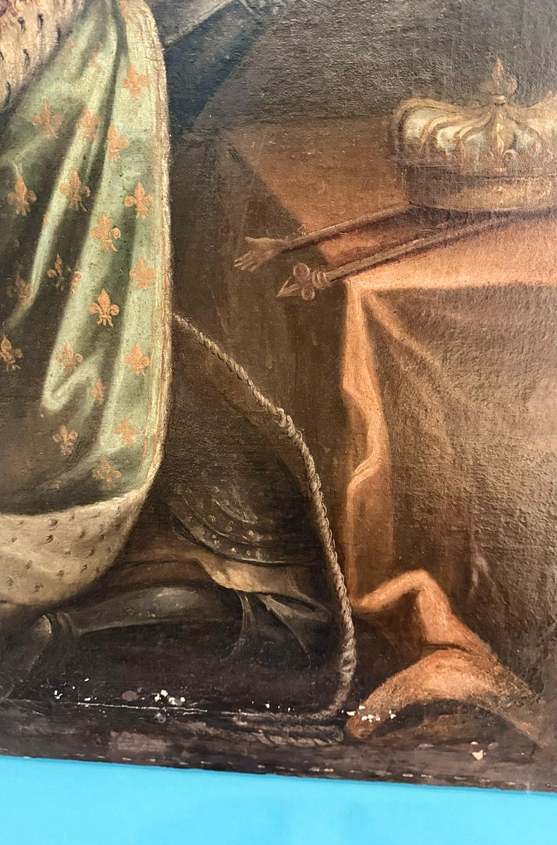 Dipinto antico raffigurante Cristo che appare al Re di Francia XVIII-photo-3