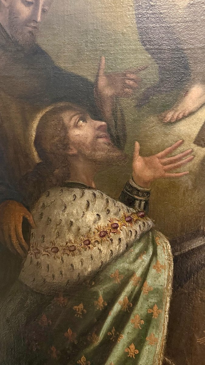 Dipinto antico raffigurante Cristo che appare al Re di Francia XVIII-photo-6