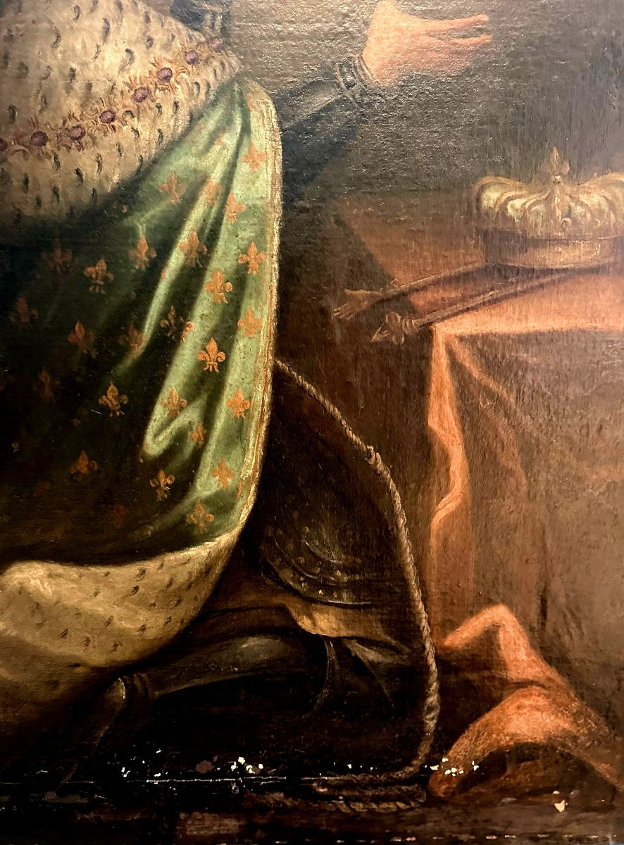 Dipinto antico raffigurante Cristo che appare al Re di Francia XVIII-photo-7