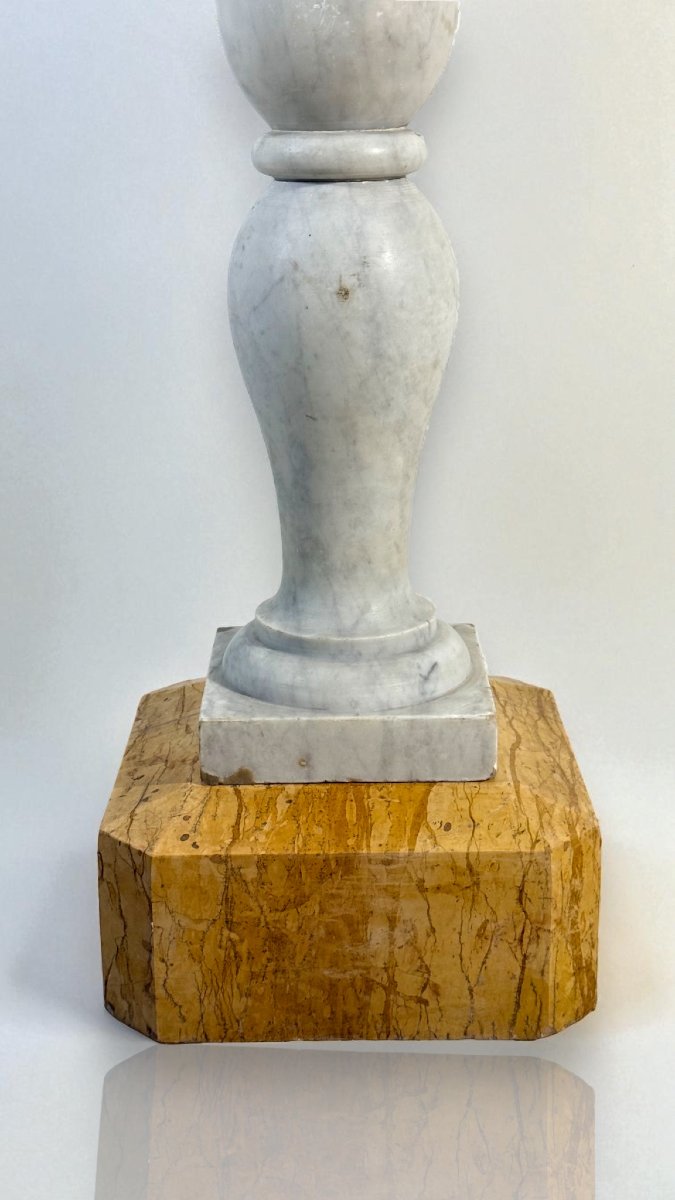 Colonna/capitello architettonico in marmo bianco statuario di Carrara-photo-5