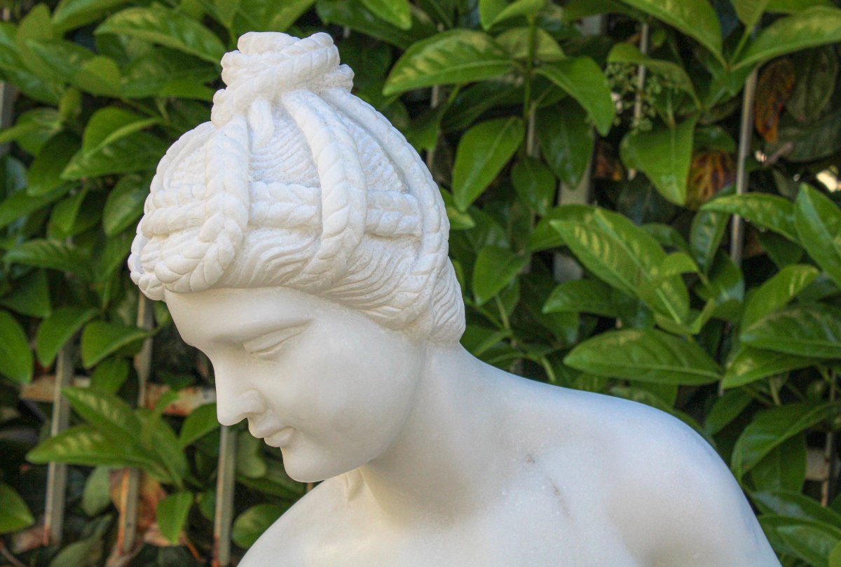 Statua Bagnante Nuda in Marmo Bianco -photo-4
