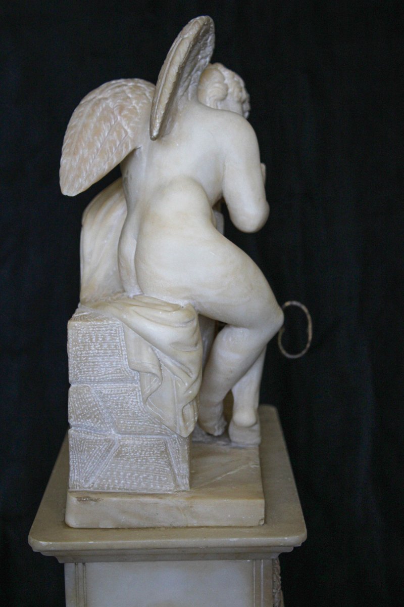 Orologio Francese in Alabastro con un angelo-photo-4