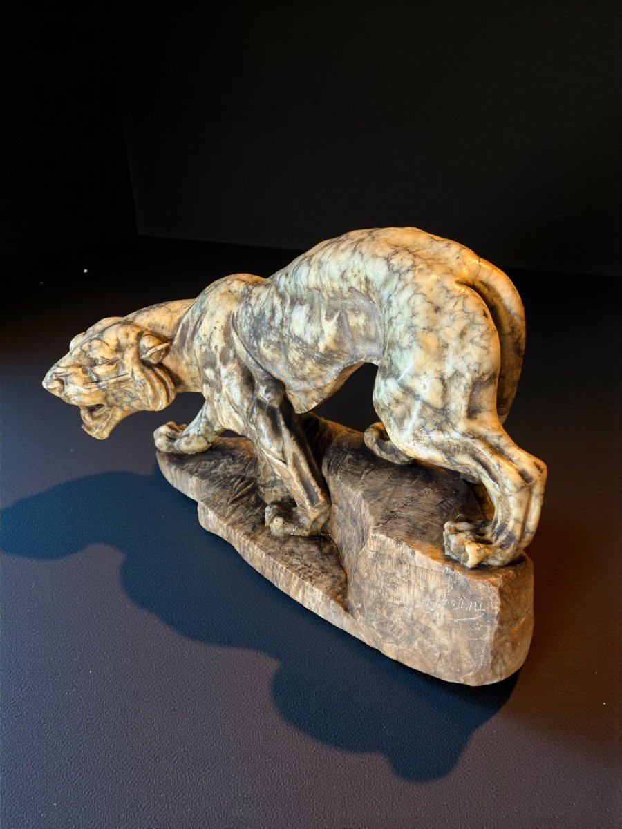 Tigre Ruggente scolpita a mano Marmo-photo-1