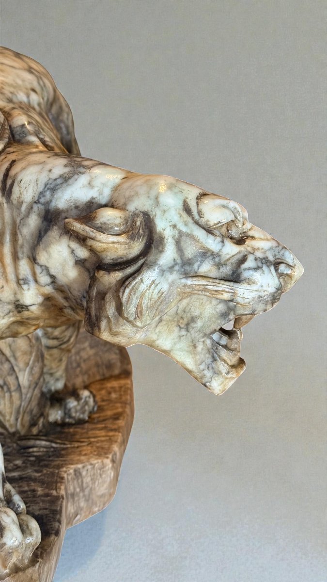 Tigre Ruggente scolpita a mano Marmo-photo-5