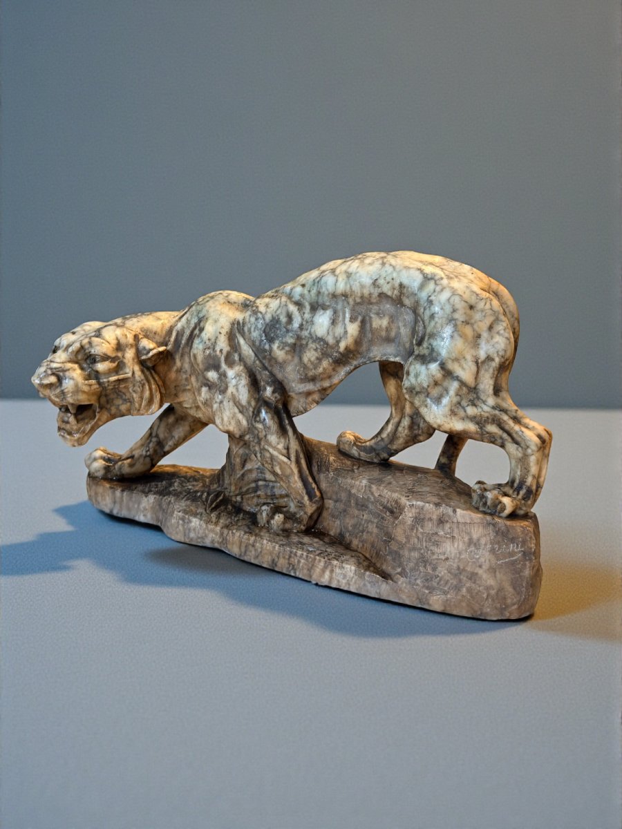 Tigre Ruggente scolpita a mano Marmo-photo-8