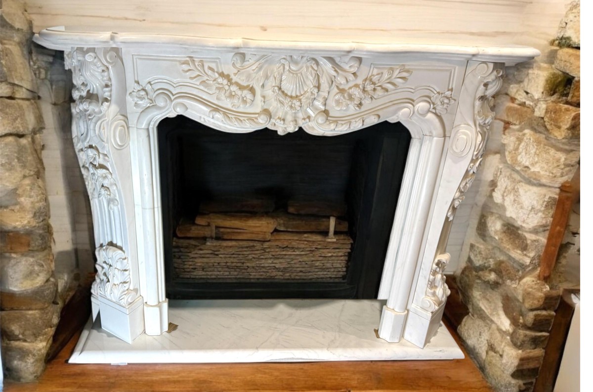 Cornice Camino Marmo Bianco 