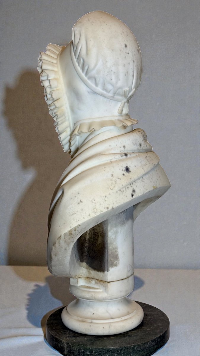 Busto Nobildonna in Marmo Bianco Statuario di Carrara -photo-6