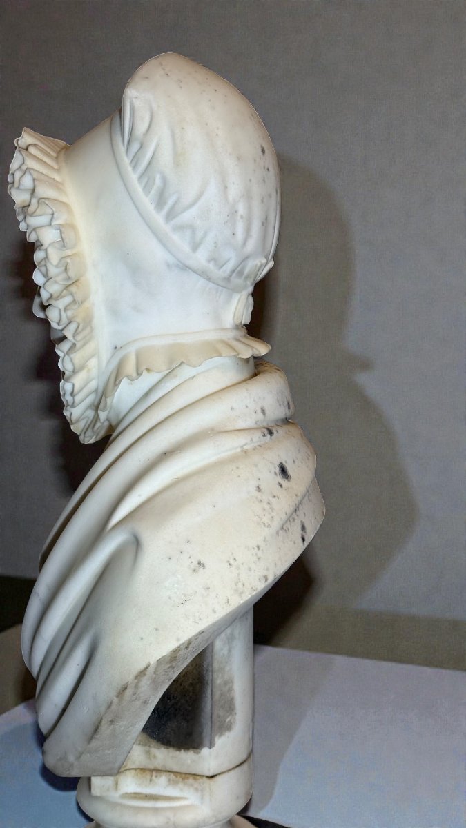 Busto Nobildonna in Marmo Bianco Statuario di Carrara -photo-7
