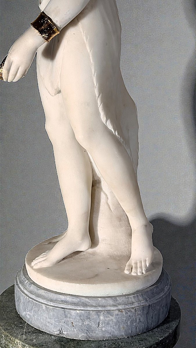 Statua raffigurante Erigone con grappolo d'uva, Marmo Bianco Statuario di Carrara, Foucou 1739-photo-3
