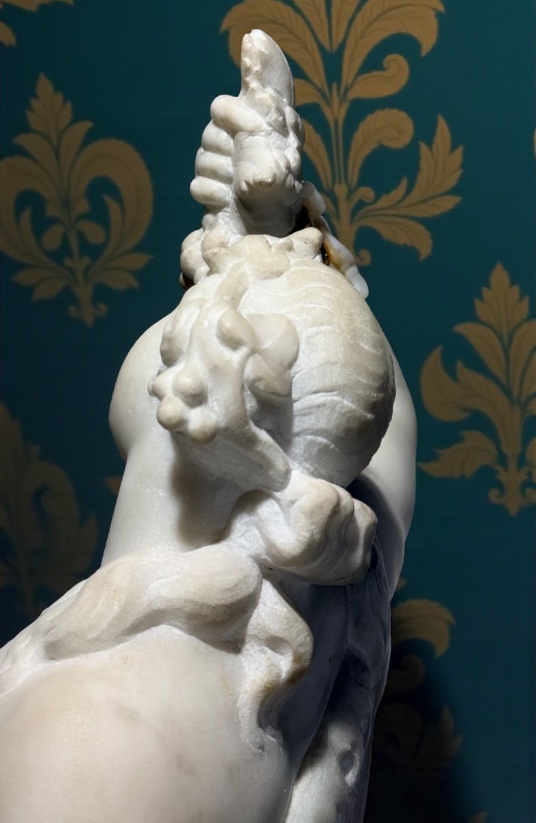 Statua raffigurante Erigone con grappolo d'uva, Marmo Bianco Statuario di Carrara, Foucou 1739-photo-4