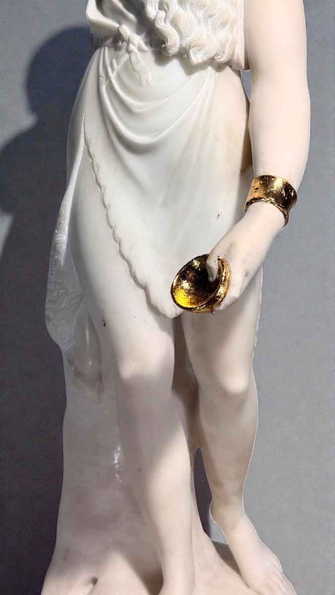 Statua raffigurante Erigone con grappolo d'uva, Marmo Bianco Statuario di Carrara, Foucou 1739-photo-6