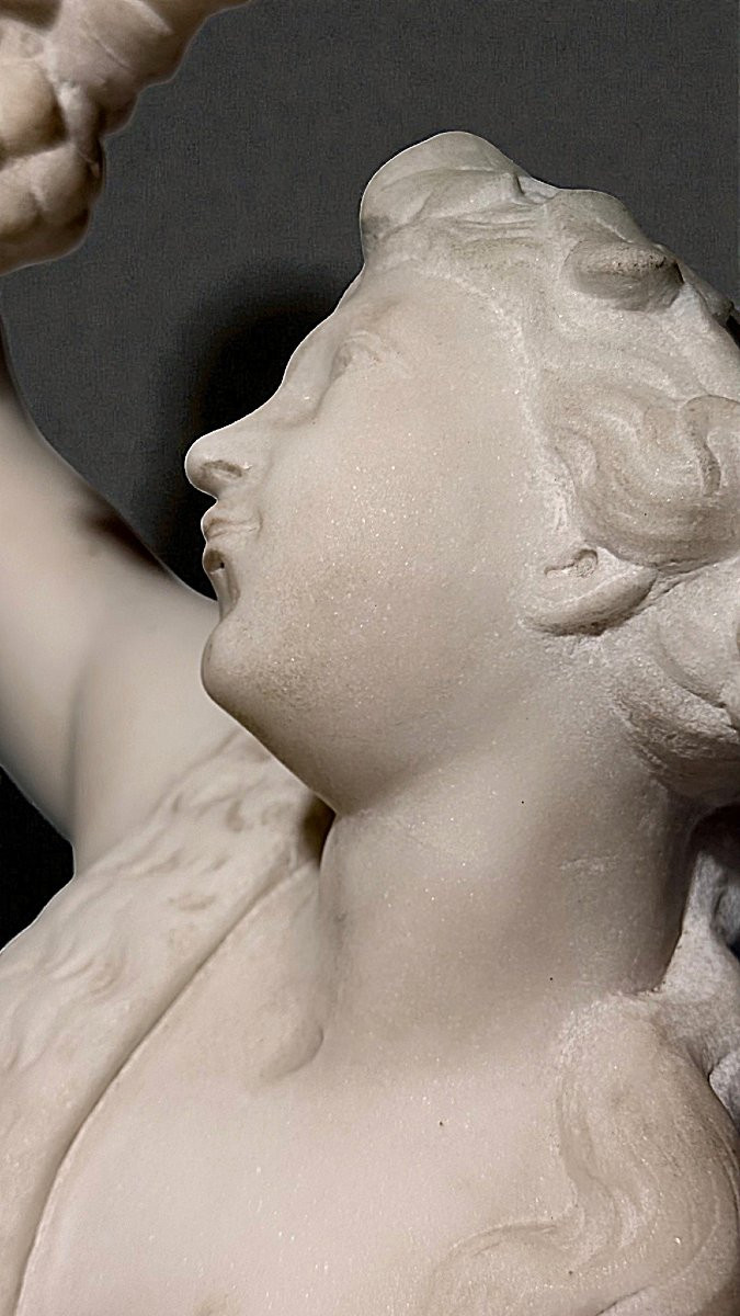 Statua raffigurante Erigone con grappolo d'uva, Marmo Bianco Statuario di Carrara, Foucou 1739-photo-7