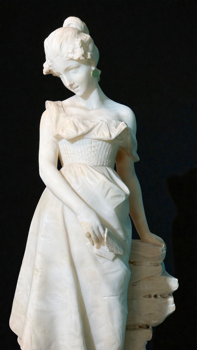 Statua giovane fanciulla con orecchini in Oro in Marmo -photo-6