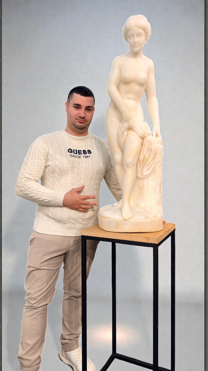 Statua Bagnante Nuda in Marmo Bianco Statuario di Carrara -photo-2