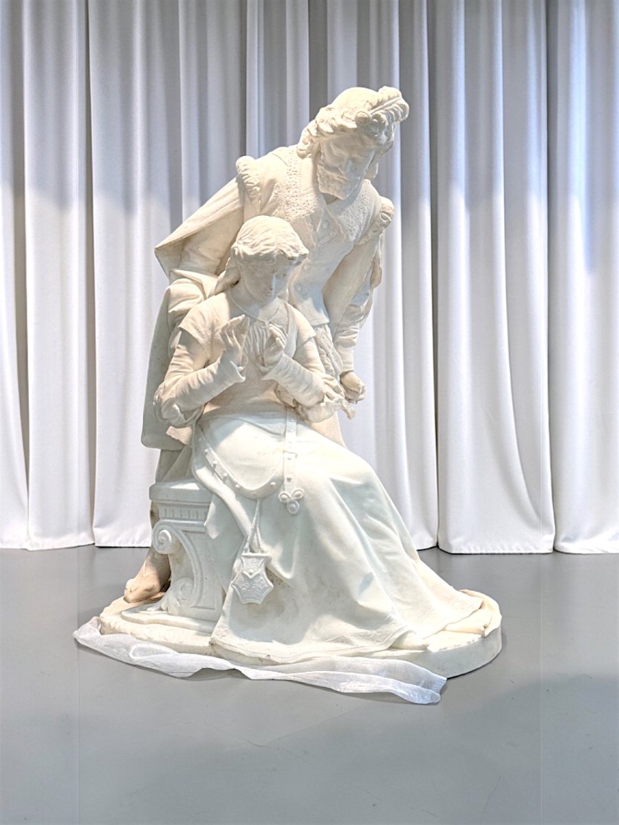 Statua raffigurante ROMEO E GIULIETTA in Marmo Bianco Statuario di Carrara -photo-3