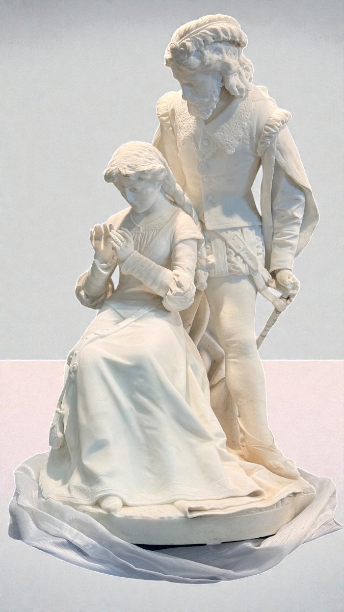 Statua raffigurante ROMEO E GIULIETTA in Marmo Bianco Statuario di Carrara -photo-5