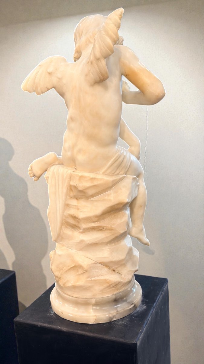 Statua giovane putto che gioca con una Farfalla in Marmo -photo-5