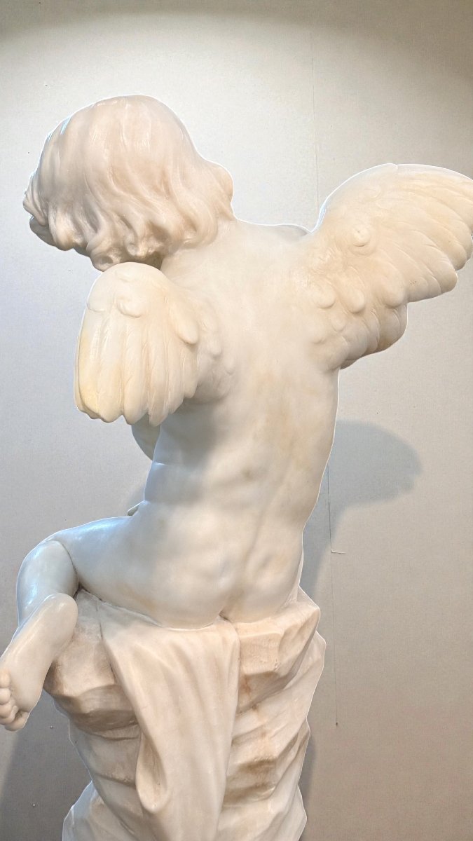 Statua giovane putto che gioca con una Farfalla in Marmo -photo-6