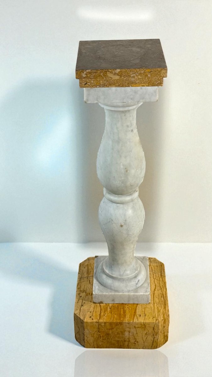 Colonna/Capitello Architettonico in Marmo Carrara e Giallo Siena -photo-3