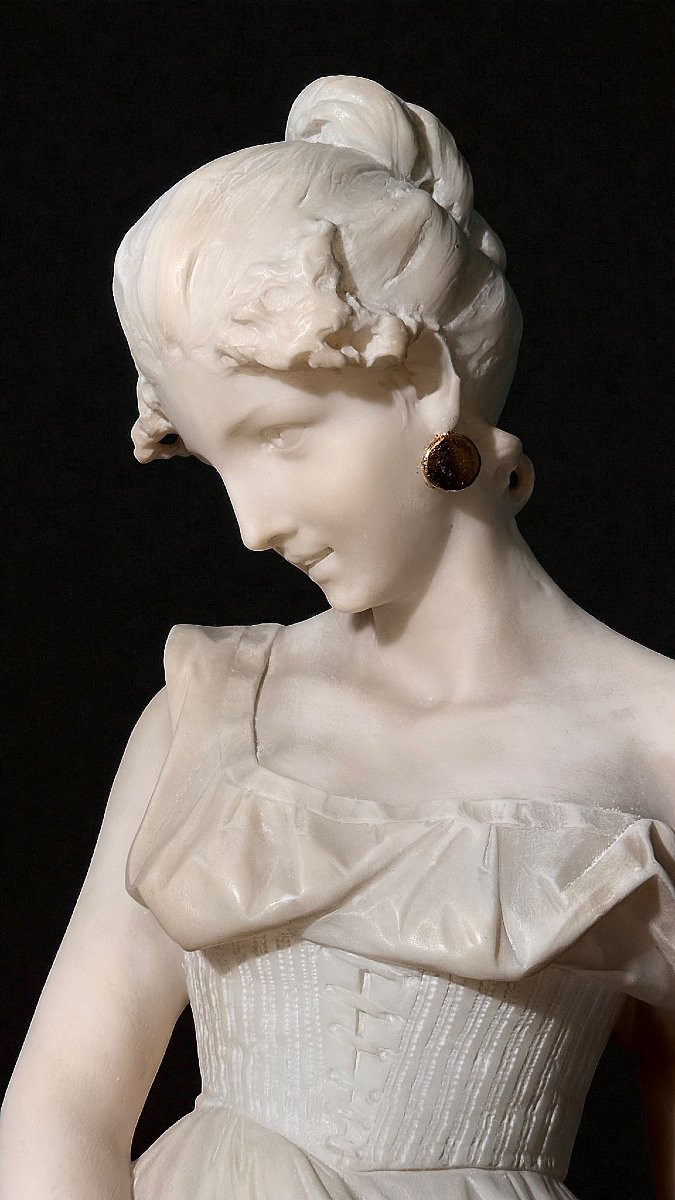 Statua fanciulla con orecchini in oro e lettera d'amore -photo-6