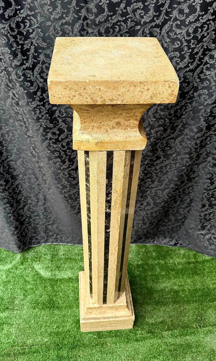 Colonna in Marmo Travertino e Marmo Nero -photo-3