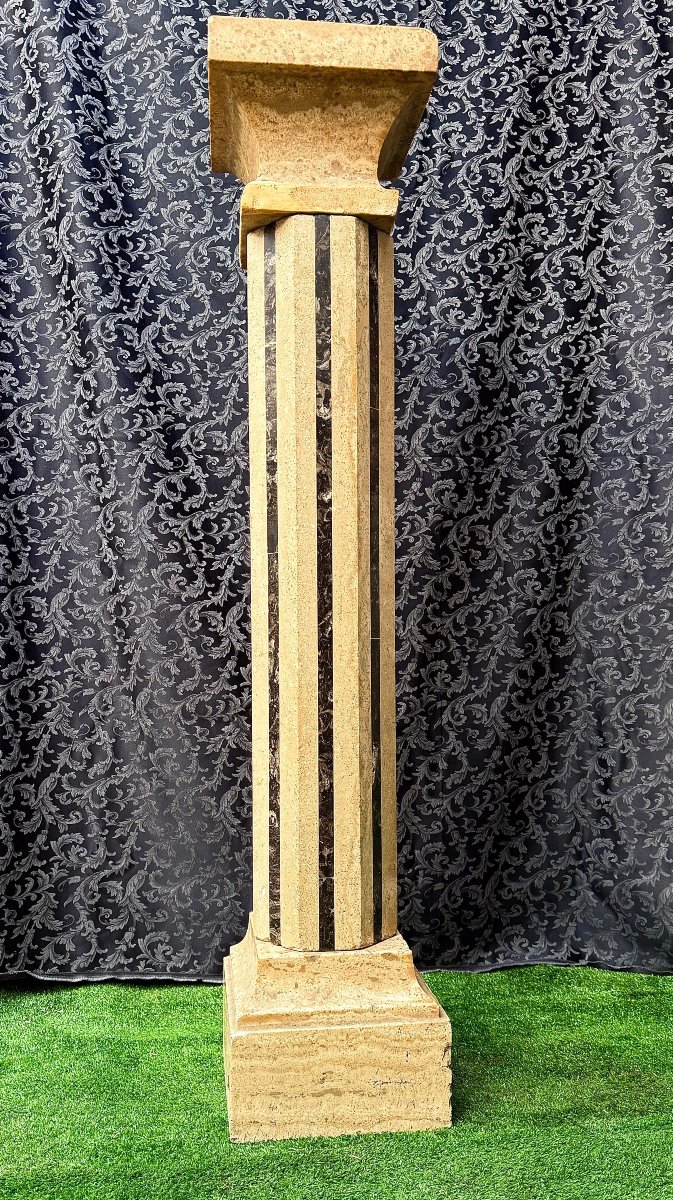 Colonna in Marmo Travertino e Marmo Nero -photo-5