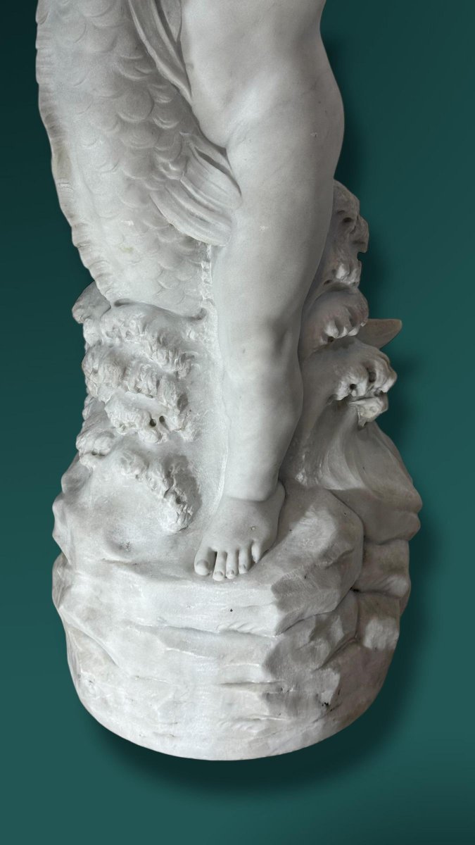 Statua Fanciullo sorridente Mitologico in Marmo Bianco Statuario di Carrara -photo-3