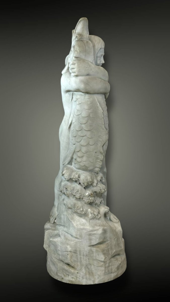 Statua Fanciullo sorridente Mitologico in Marmo Bianco Statuario di Carrara -photo-8