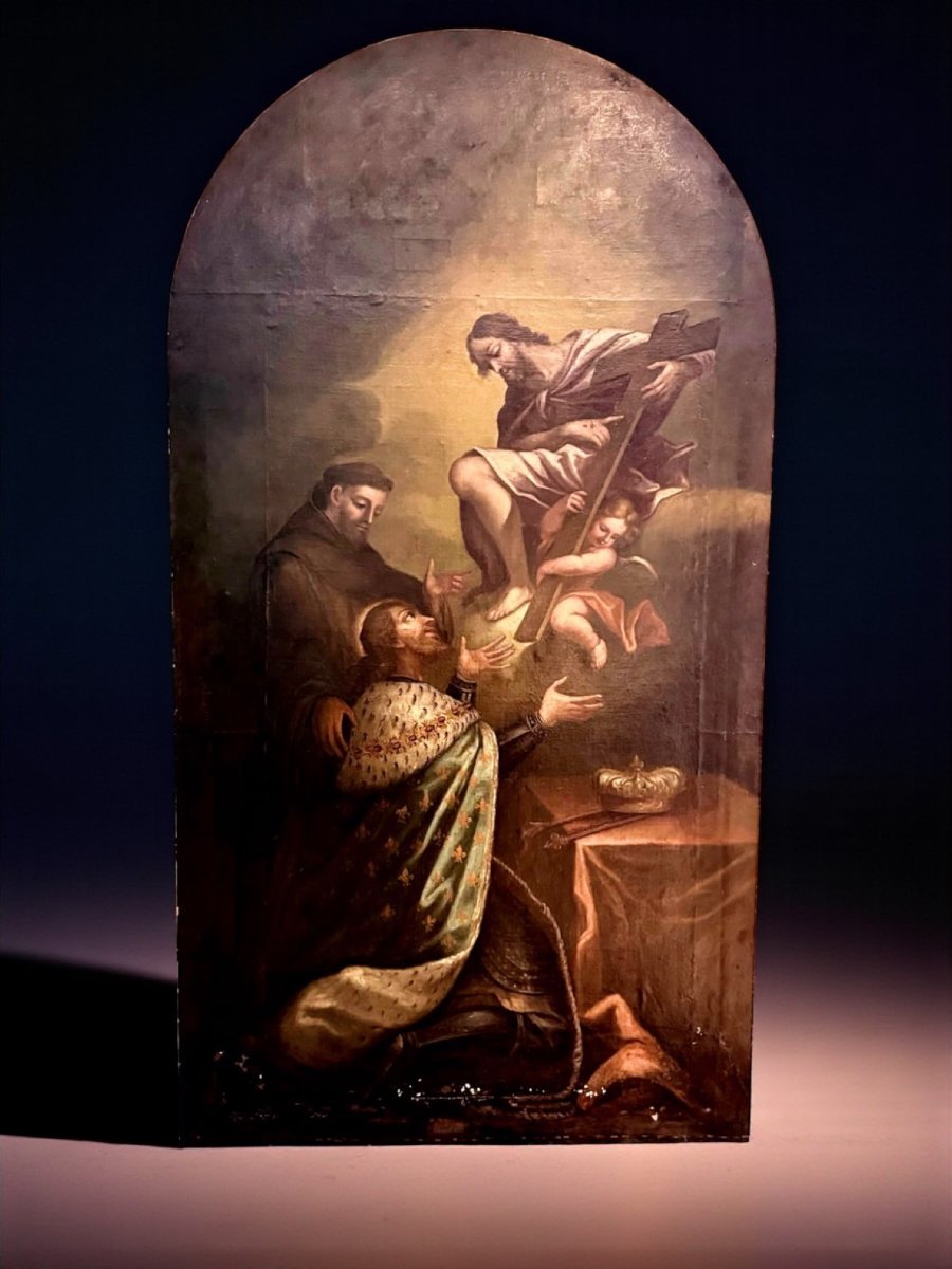 Dipinto antico raffigurante Cristo che appare al Re di Francia-photo-3